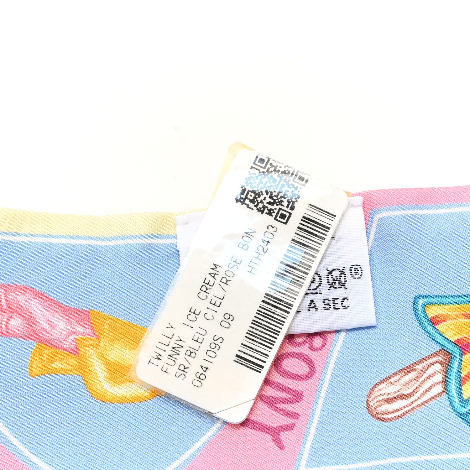 Hermes Silk Funny Ice Cream Twilly Bleu Ciel Rose Bonbon 3 of 4