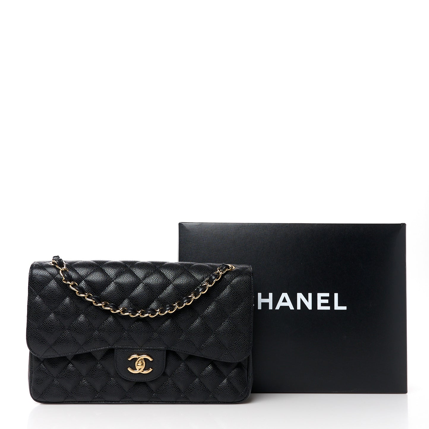 Caviar Quilted Jumbo Double Flap Black