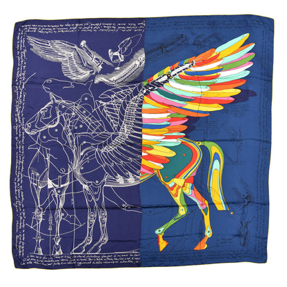 Hermes Silk Le Pegase d'Hermes Cut Wash 140 Scarf Marine Jaune Vif Multicolore 1 of 4