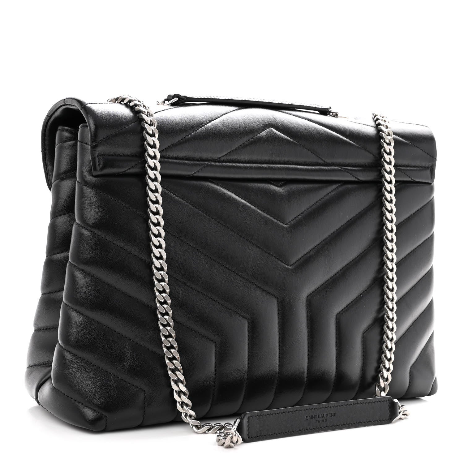 Saint Laurent Calfskin Y Quilted Monogram Medium Loulou Chain Satchel Black 2 of 8