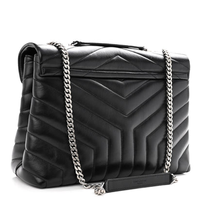 Saint Laurent Calfskin Y Quilted Monogram Medium Loulou Chain Satchel Black 2 of 8