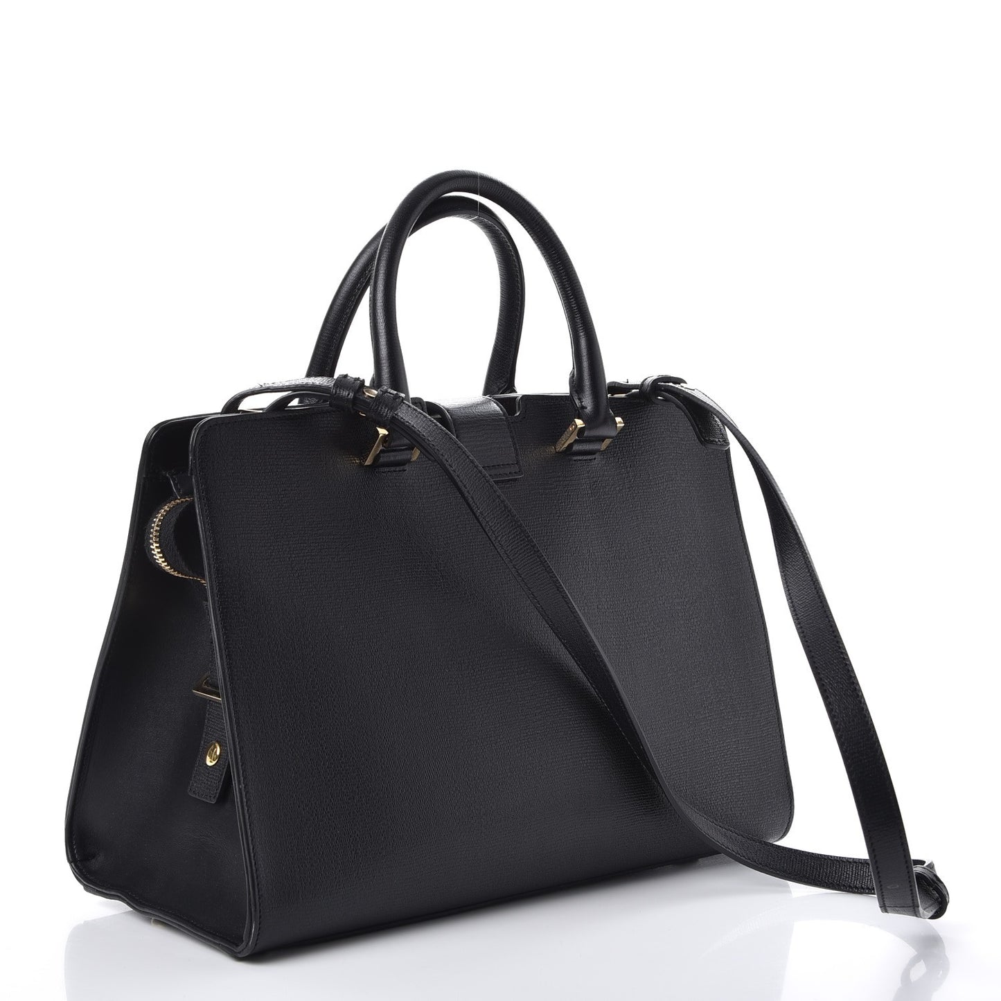 Tweed Calfskin Embossed Classic Small Cabas Y Bag Black