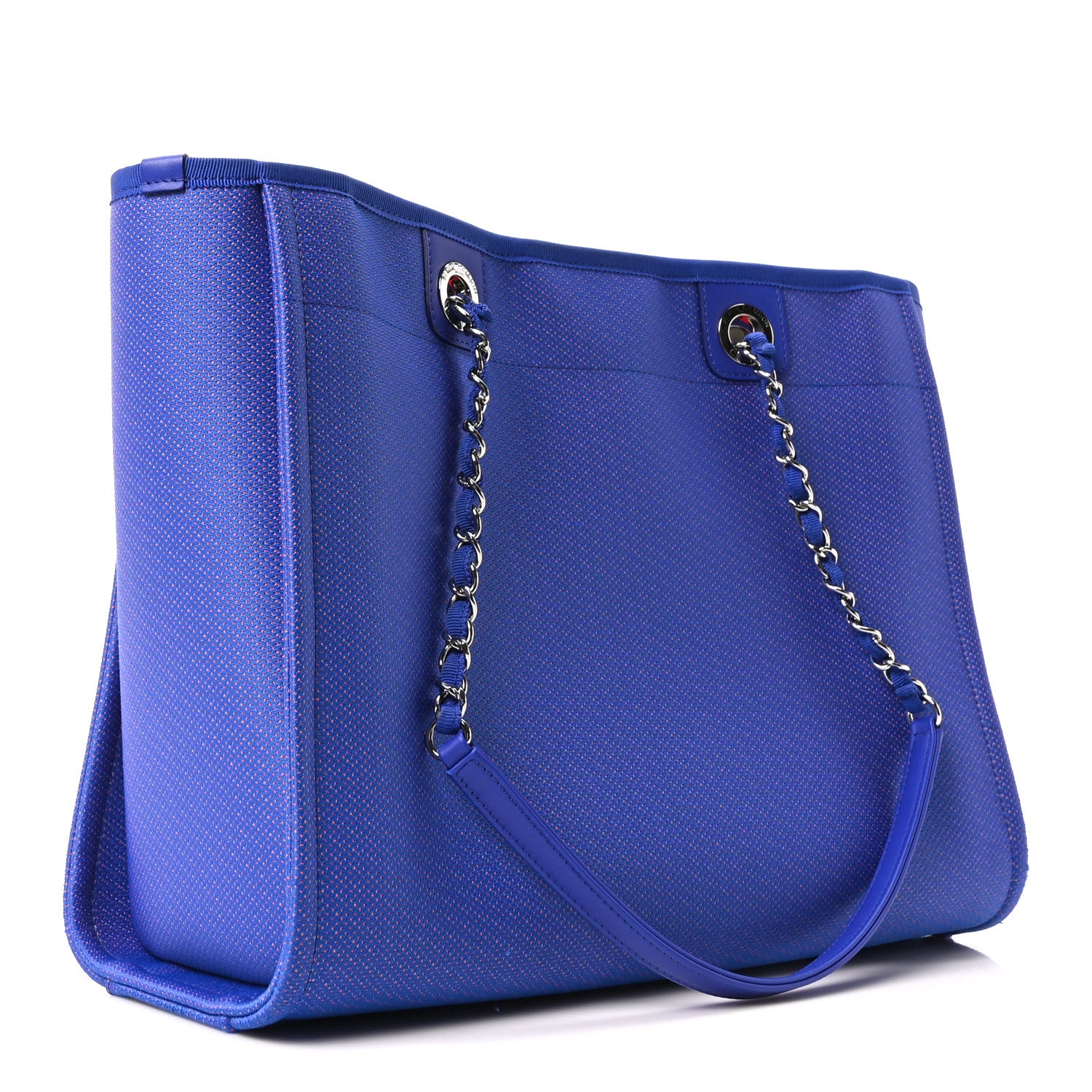 Chanel Mixed Fibers Small Deauville Tote Blue Orange 3 of 11