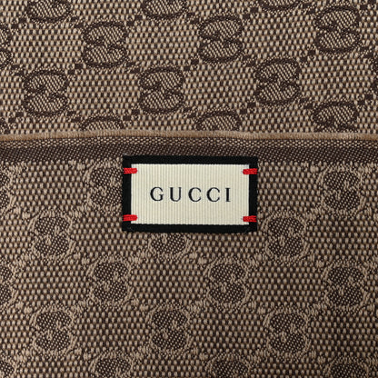 Gucci Wool Silk GG Monogram Web Verbier Fringe Scarf Light Brown Dark Green 4 of 4