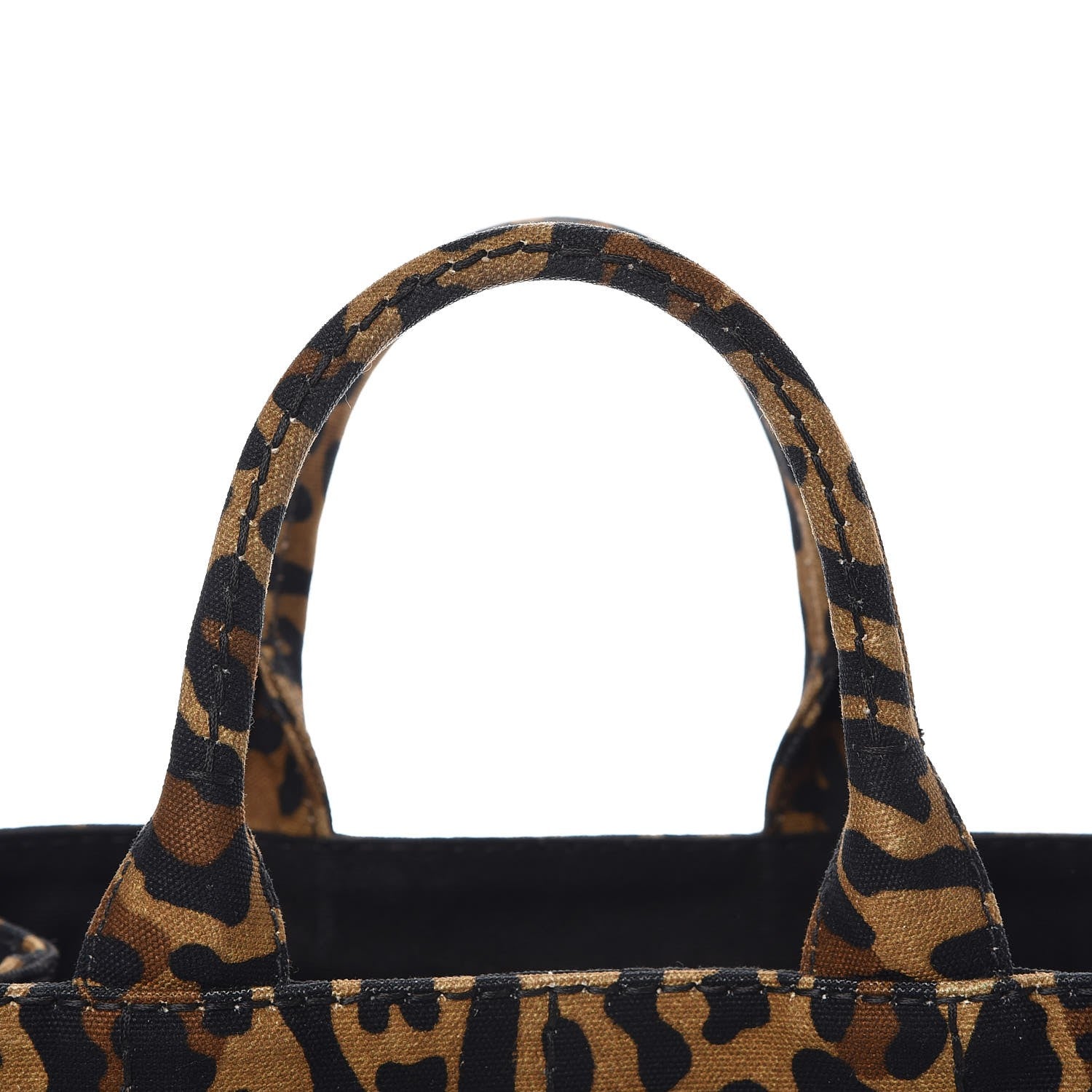 Prada Canvas Leopard Print Small Tote Miele 9 of 13