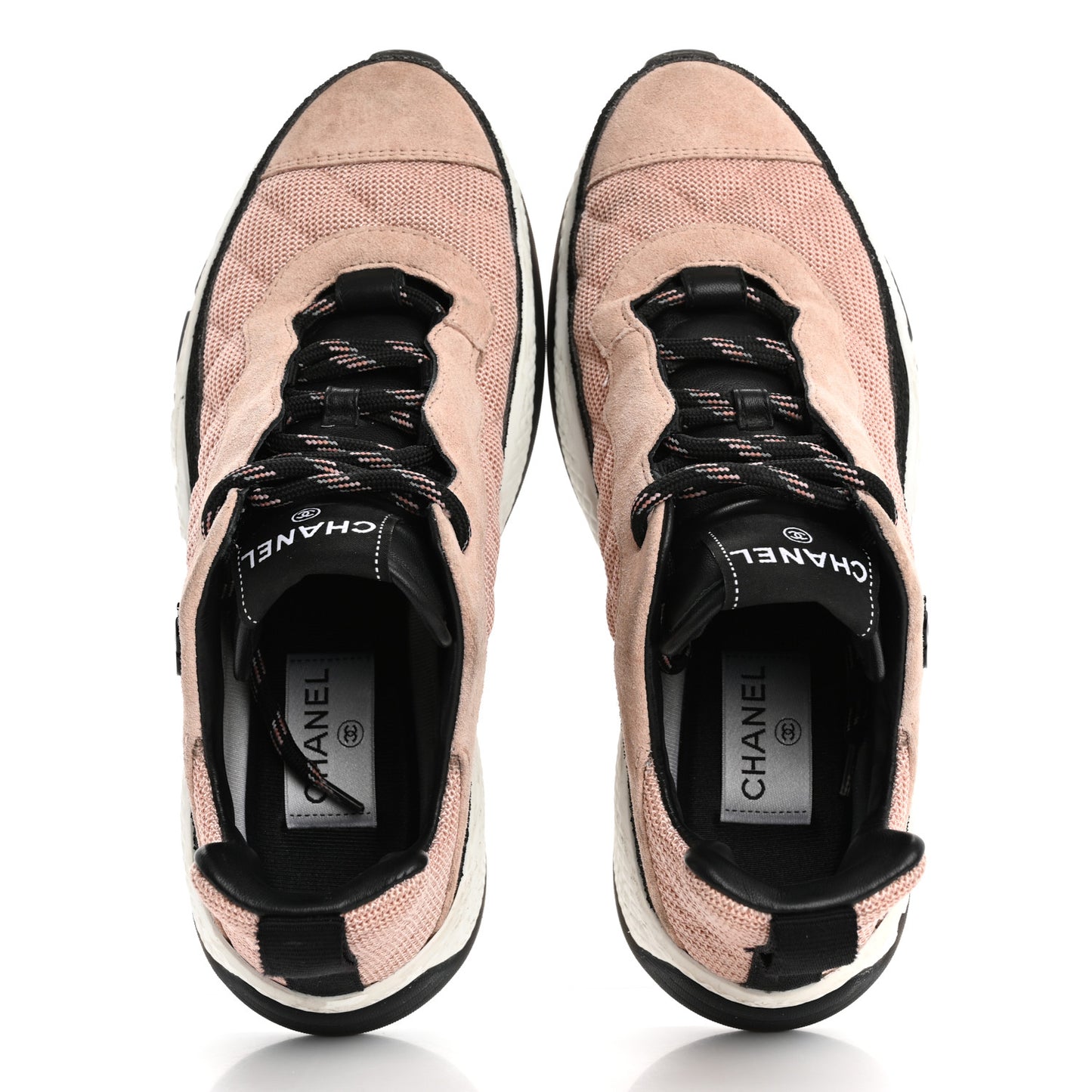Mesh Suede Calfskin Quilted Sneakers 40 Pink Beige