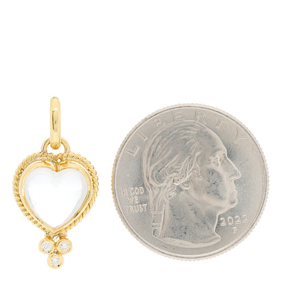 Temple St. Clair 18K Yellow Gold Diamond Rock Crystal XS Braided Heart Pendant 2 of 4