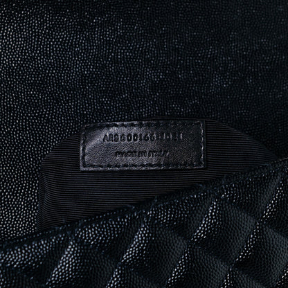 Saint Laurent Grain De Poudre Textured Mixed Matelasse Large Triquilt Monogram Satchel Black 8 of 11