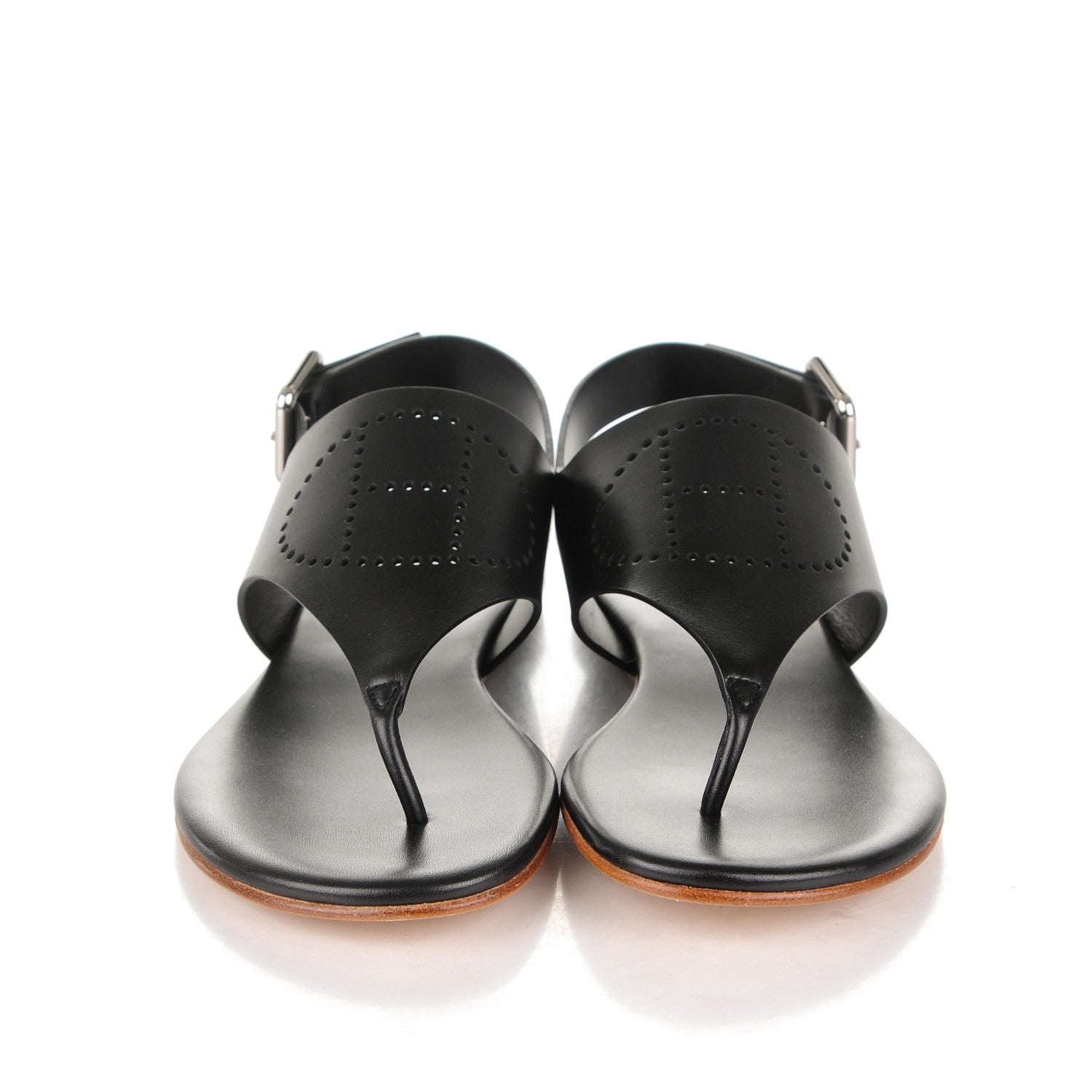 Hermes Calfskin Kola Sandals 35.5 Black 2 of 6