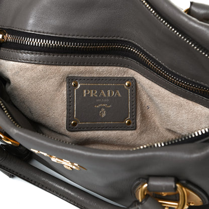 Prada Soft Calf Shopping Satchel Bag Bambu 9 of 27