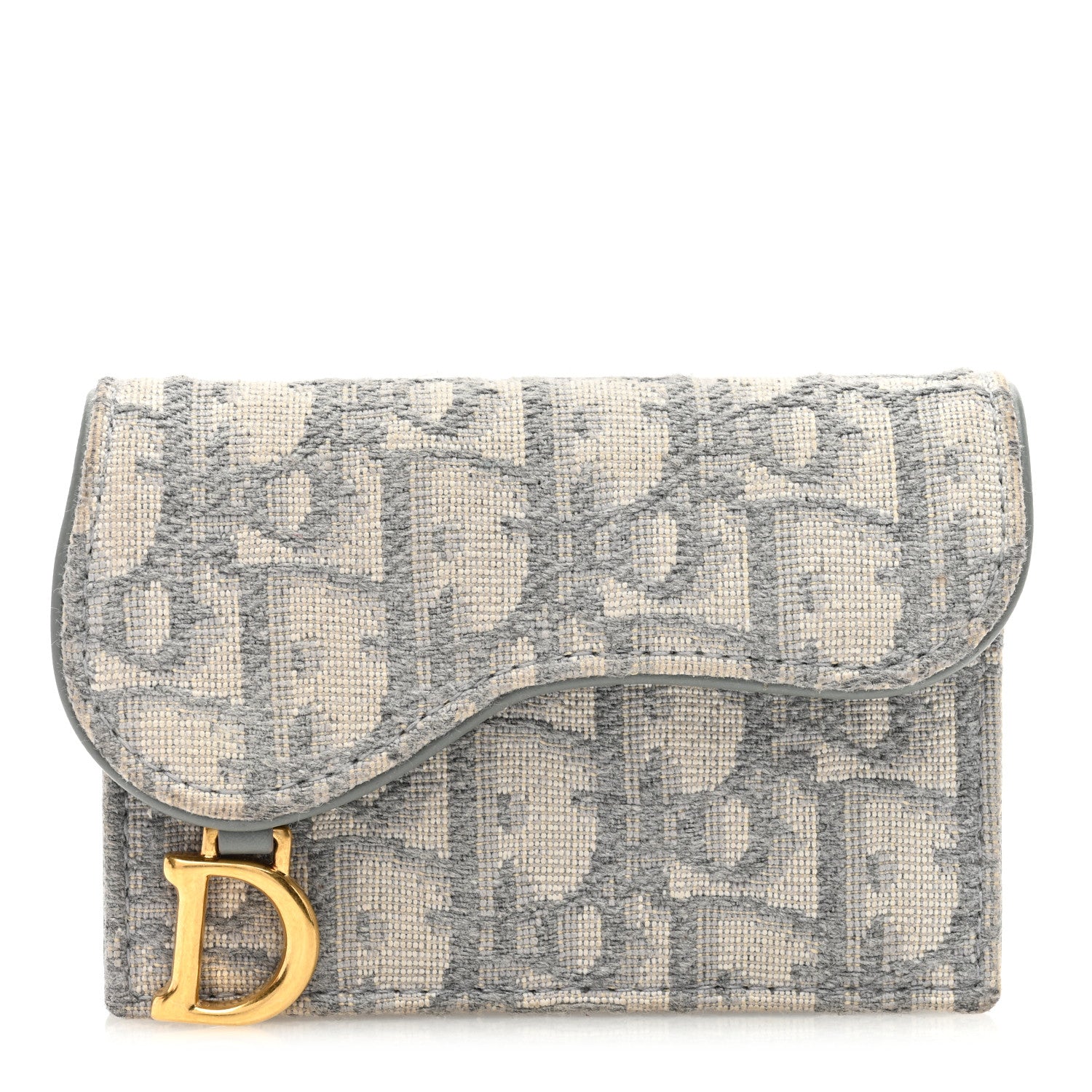 Christian Dior Oblique Saddle Card Holder Gray 1 of 7