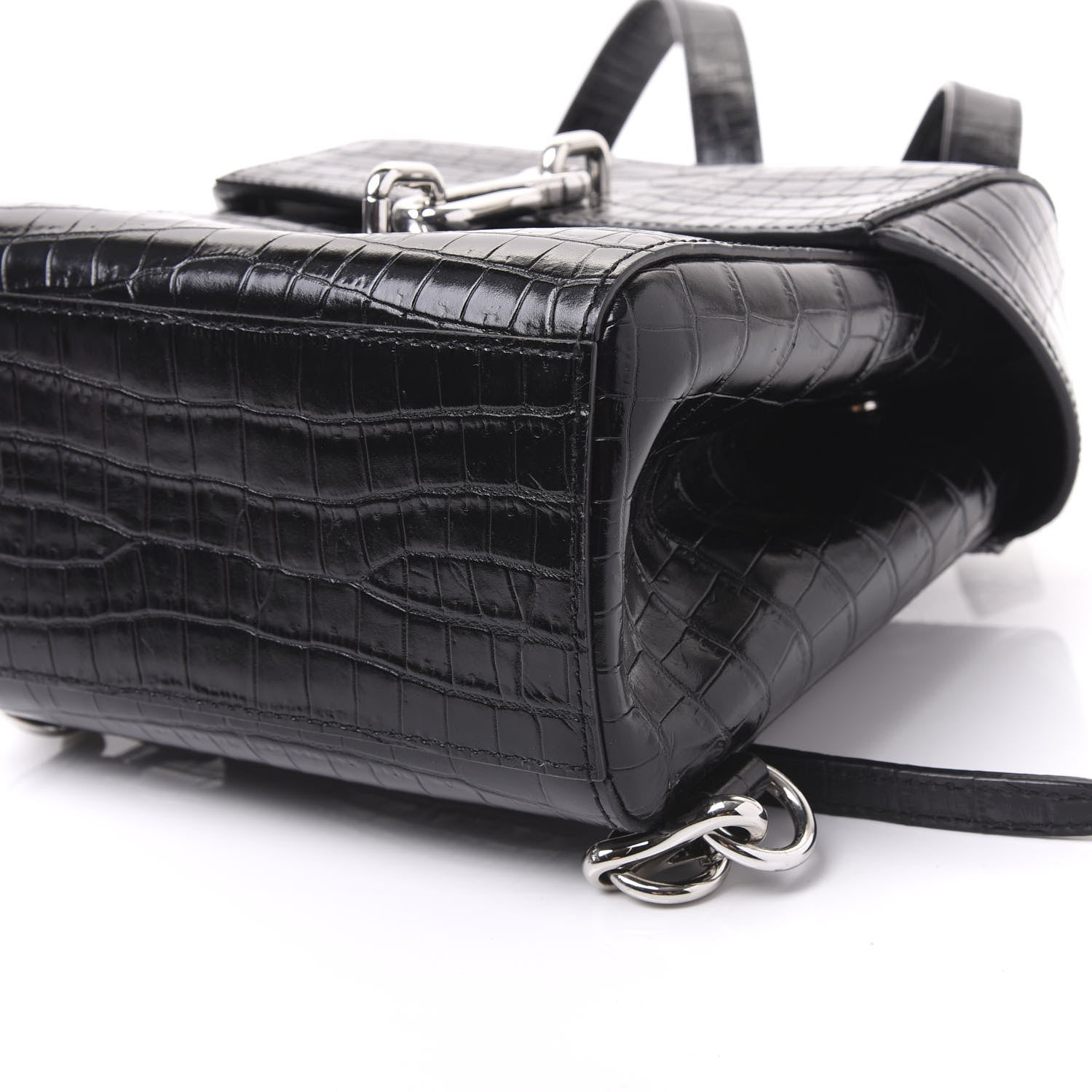 Alexander Wang Crocodile Embossed Calfskin Mini Hook Backpack Black 8 of 9