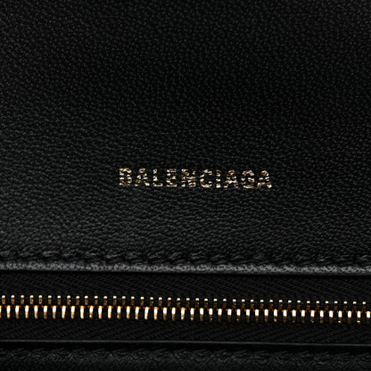 Balenciaga Shiny Calfskin Crocodile Embossed Small Hourglass Top Handle Bag  Black 6 of 12