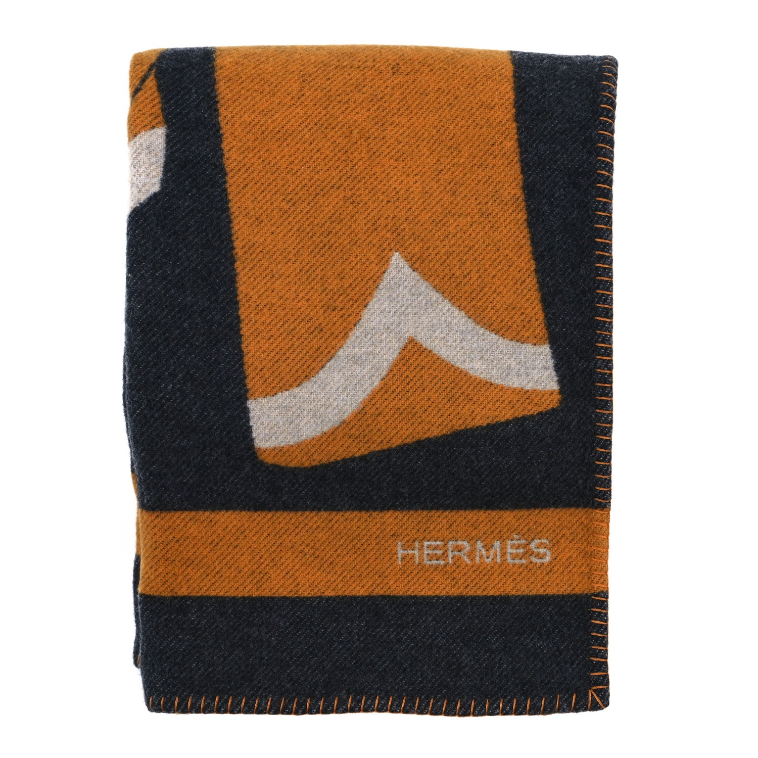 Hermes Wool Cashmere Brandebourgs Blanket Ambre Anthracite 1 of 3