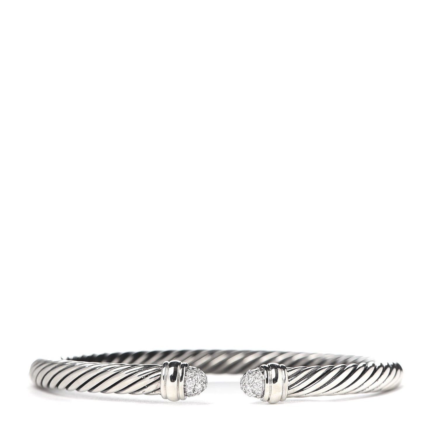 Sterling Silver Pave Diamond 5mm Cable Classics Bracelet