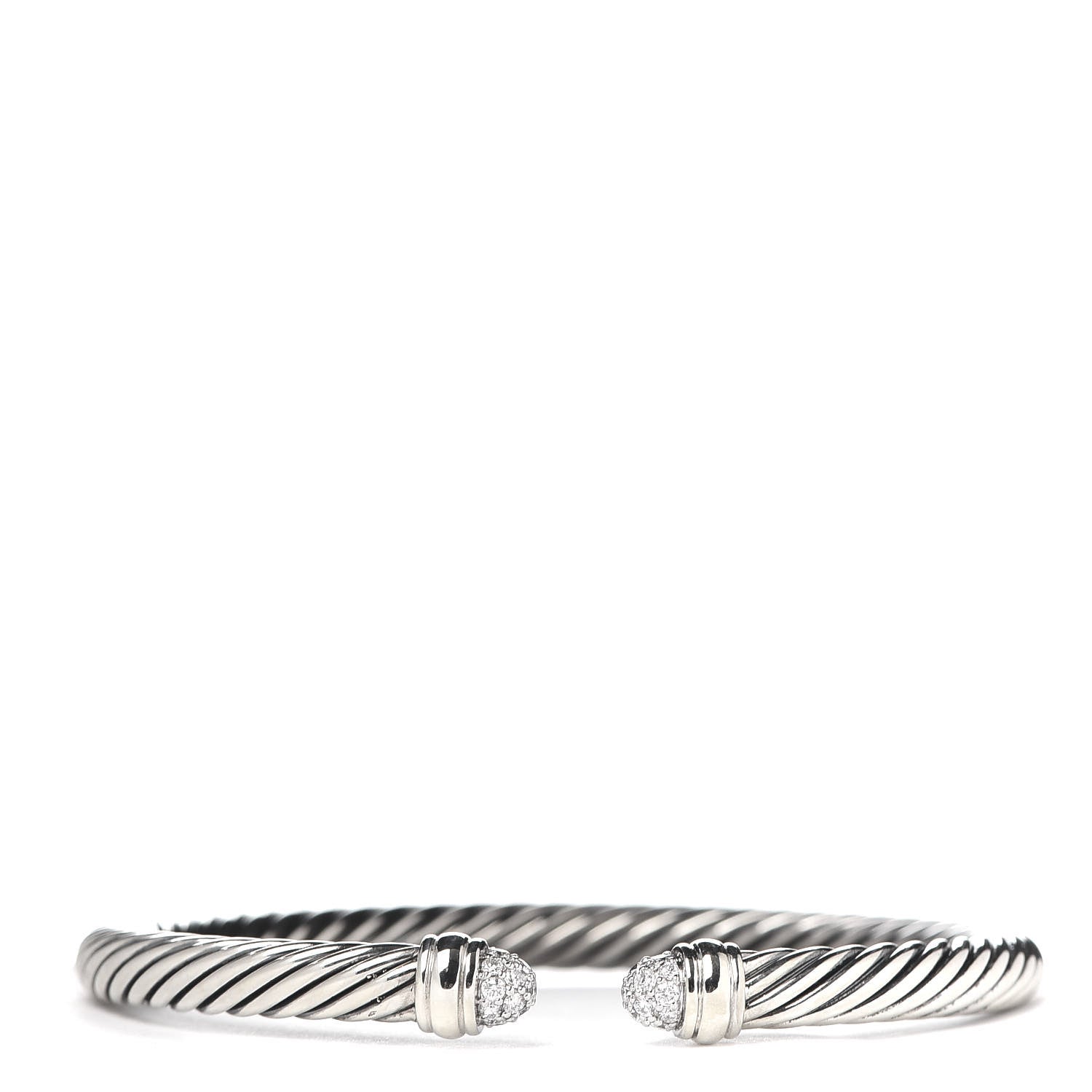 David Yurman Sterling Silver Pave Diamond 5mm Cable Classics Bracelet 1 of 4
