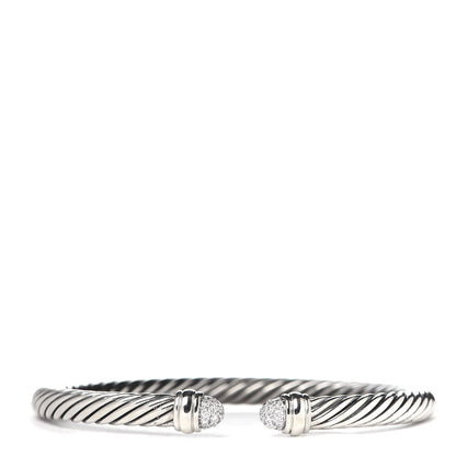 David Yurman Sterling Silver Pave Diamond 5mm Cable Classics Bracelet 1 of 4