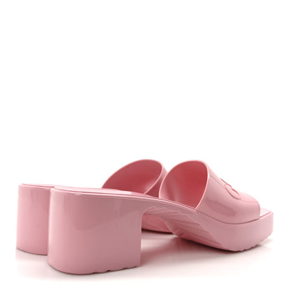 Gucci Rubber Gucci Logo Womens Platform 20/60mm Slide Sandals 37 Wild Rose 4 of 9