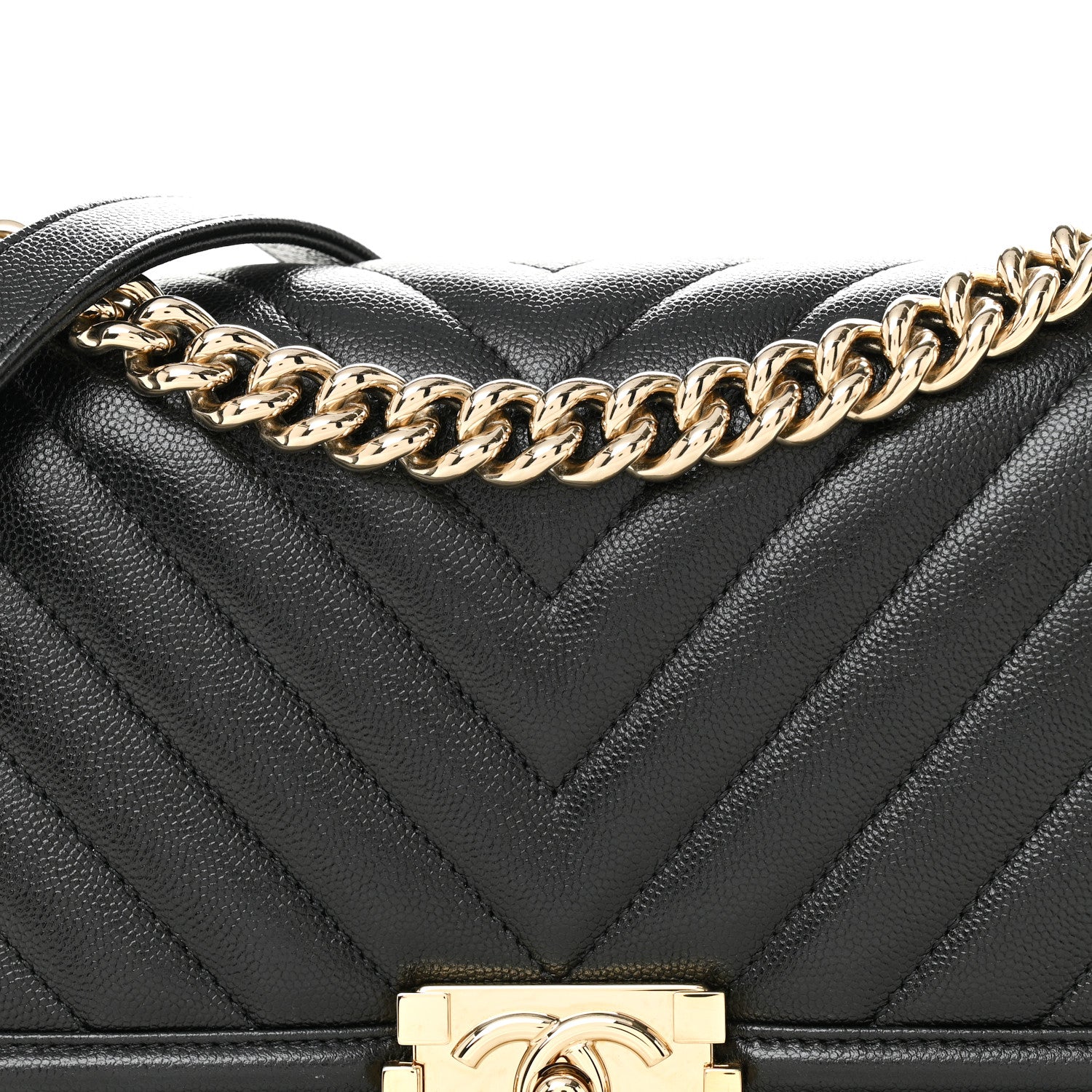 Chanel Caviar Chevron Quilted Medium Boy Flap Black 8 of 11