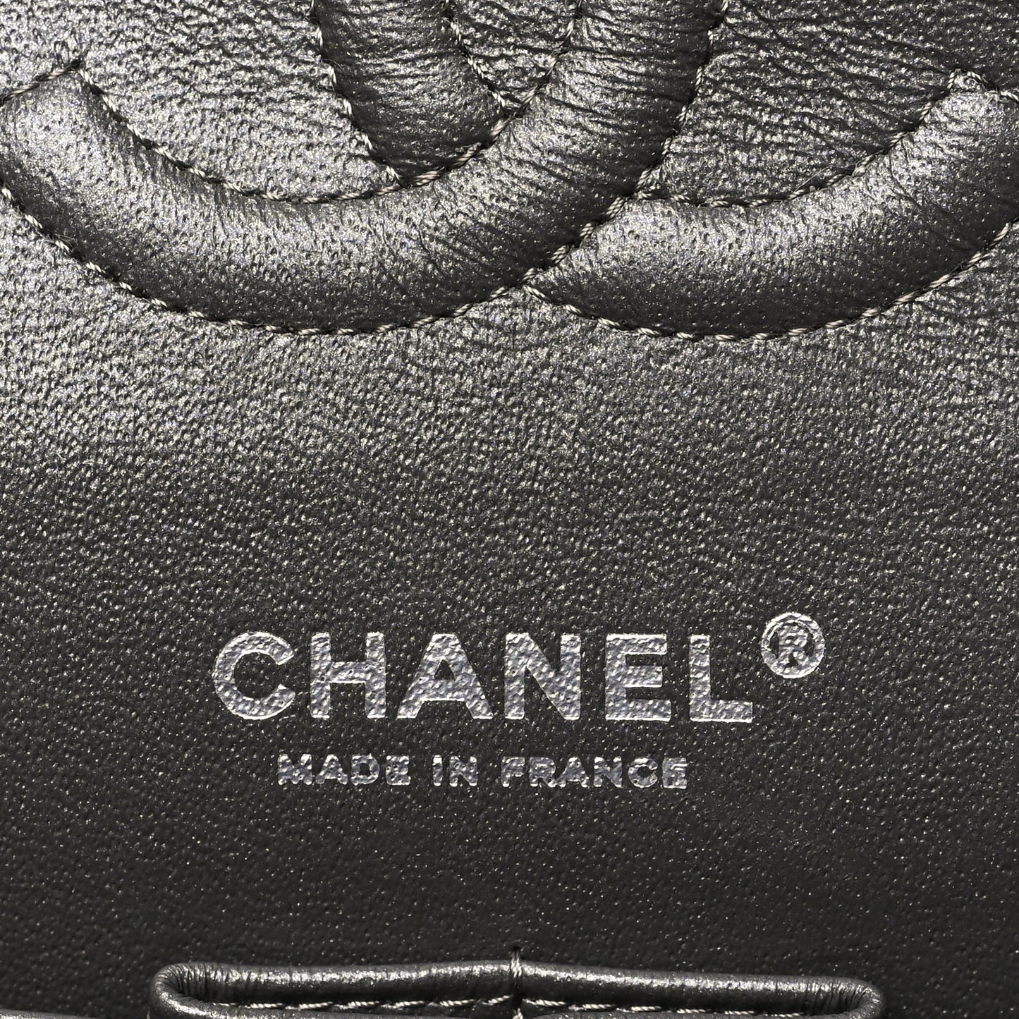 Metallic Caviar Quilted Medium Double Flap Dark Grey
