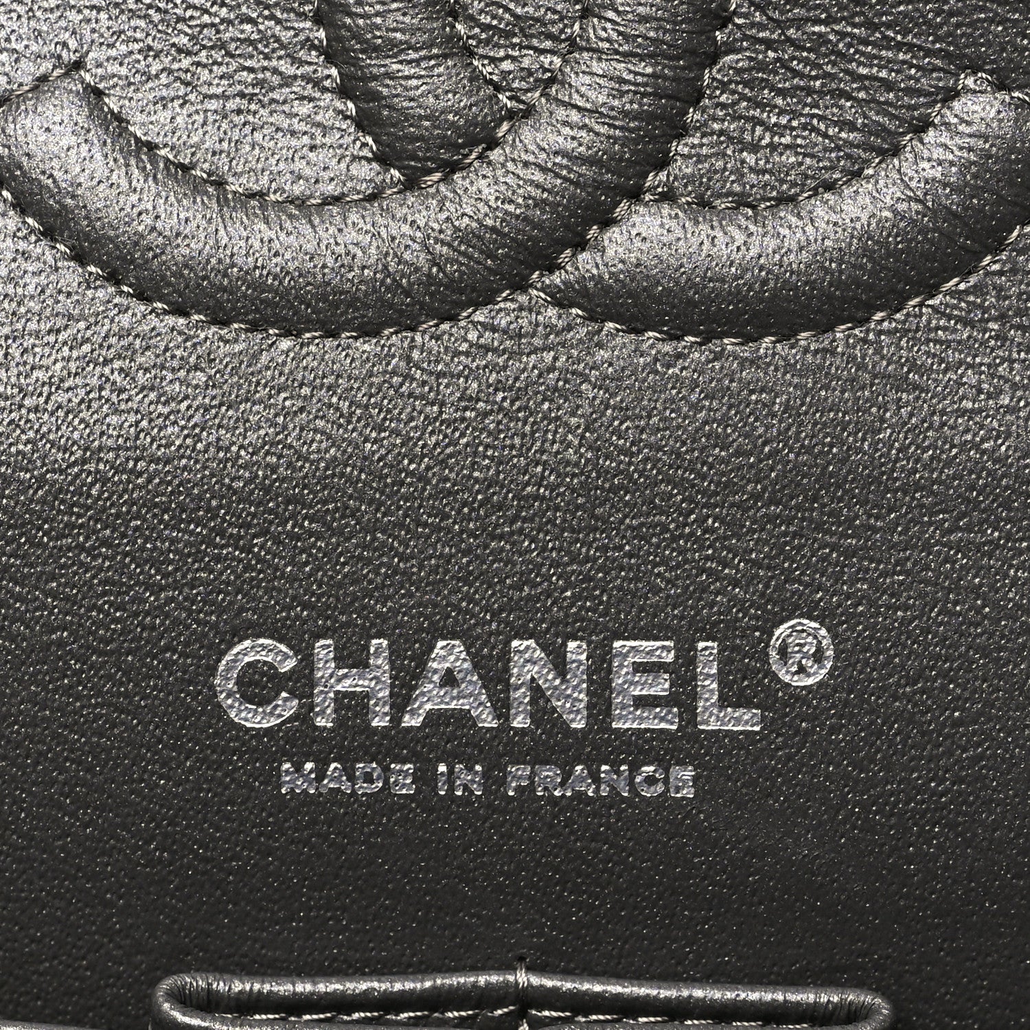 Chanel Metallic Caviar Quilted Medium Double Flap Dark Grey 6 of 10