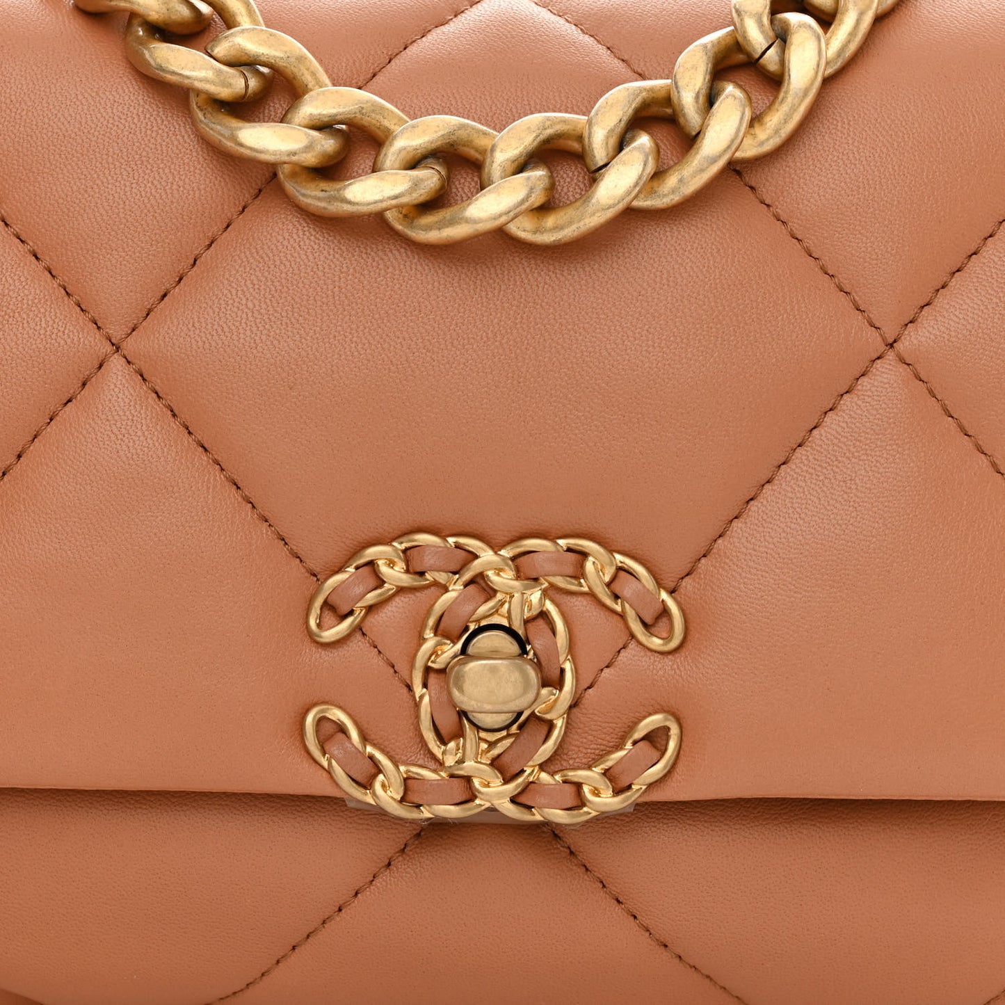 Lambskin Quilted Medium Chanel 19 Flap Brown