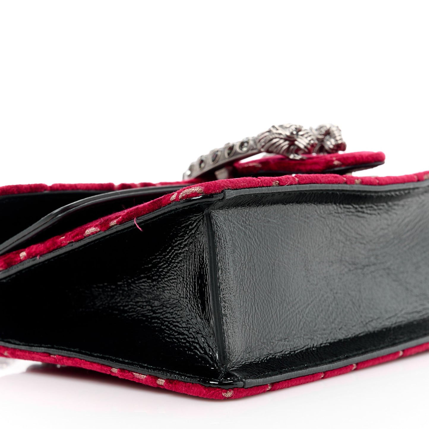 Velvet Skipper Crystal GG Monogram Small Dionysus Shoulder Bag Red Cipria Black Black Diamond