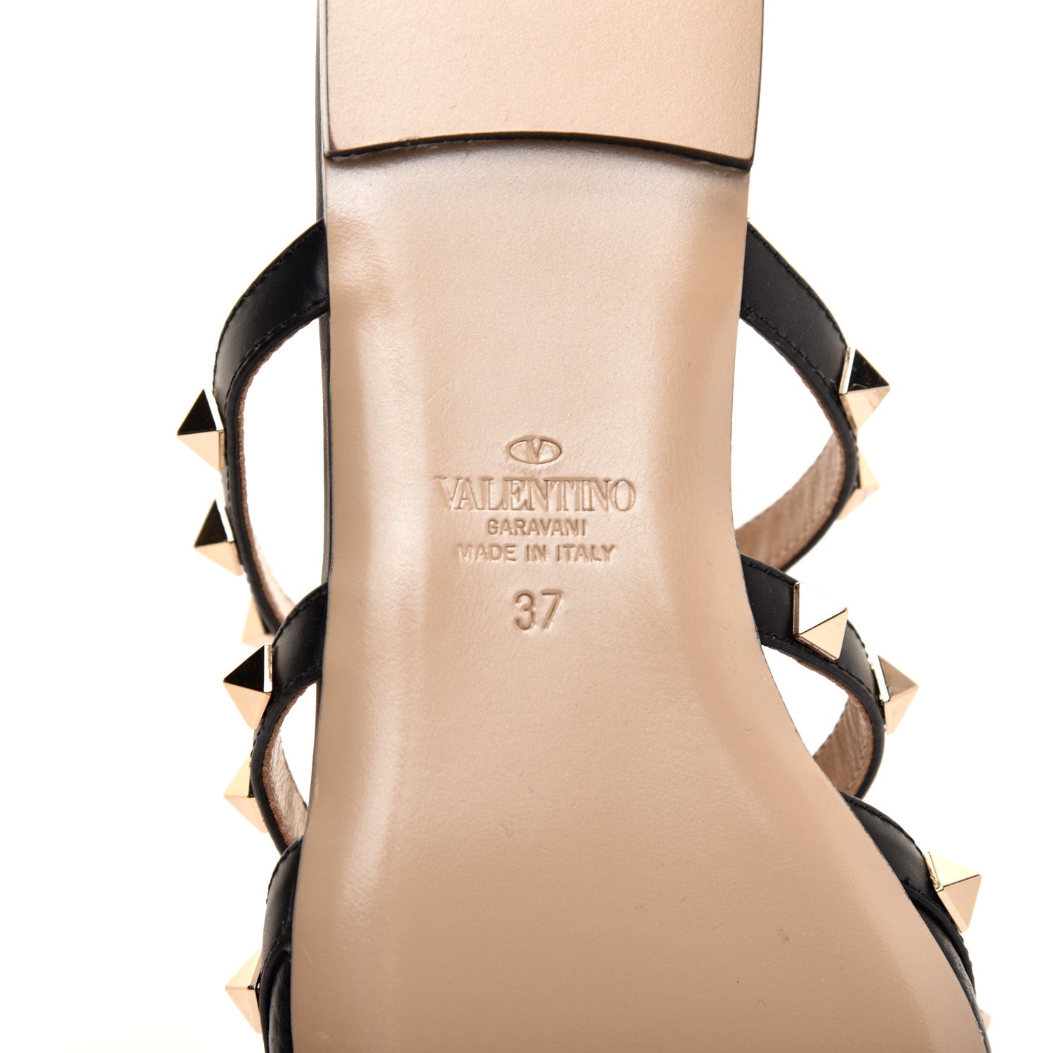 Valentino Garavani Pebbled Calfskin Rockstud Flat Cage Mules 37 Black 6 of 9