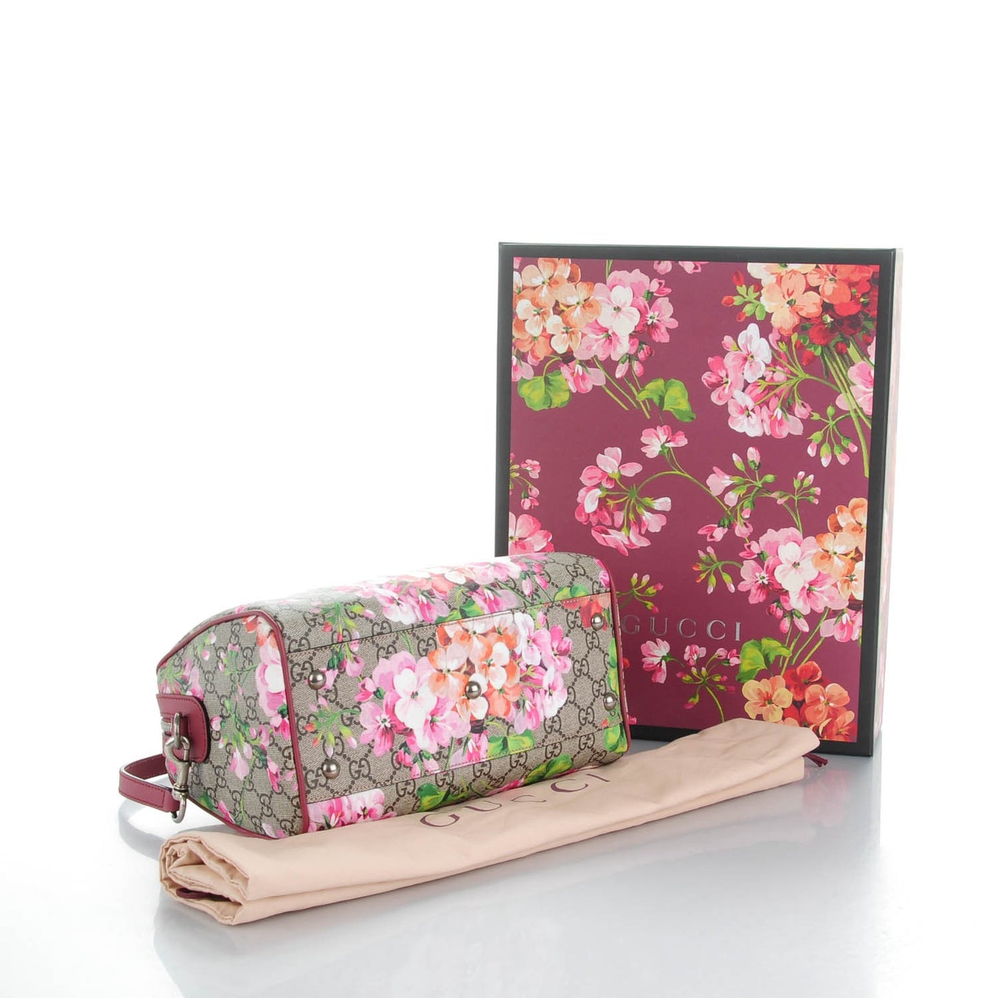 GG Supreme Monogram Blooms Small Boston Beige Multicolor Dry Rose