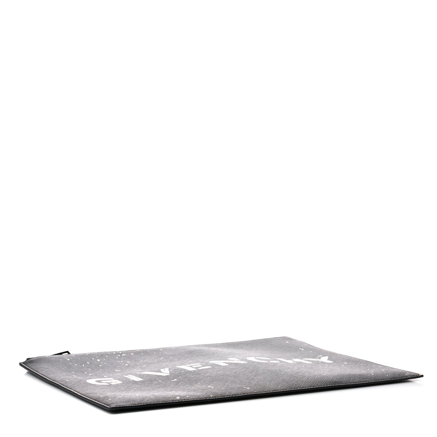 Textured Coated Canvas Iconic Paint Splatter Prints Flat Medium Clutch Bag Black