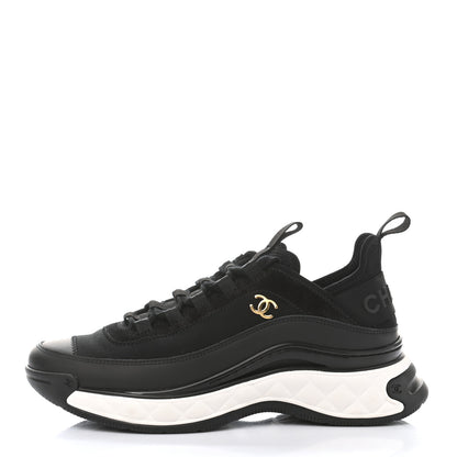 Chanel Velvet Calfskin Mixed Fibers CC Sneakers 38 Black 1 of 9