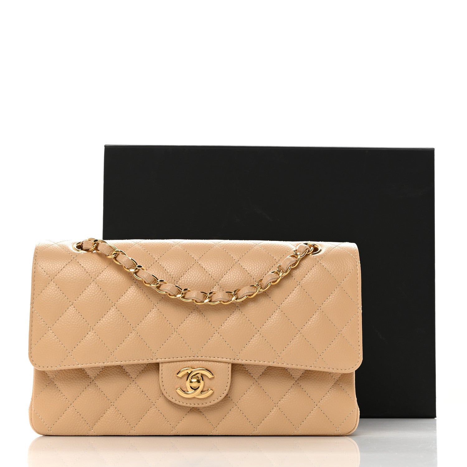 Chanel Caviar Quilted Medium Double Flap Beige 11 of 11