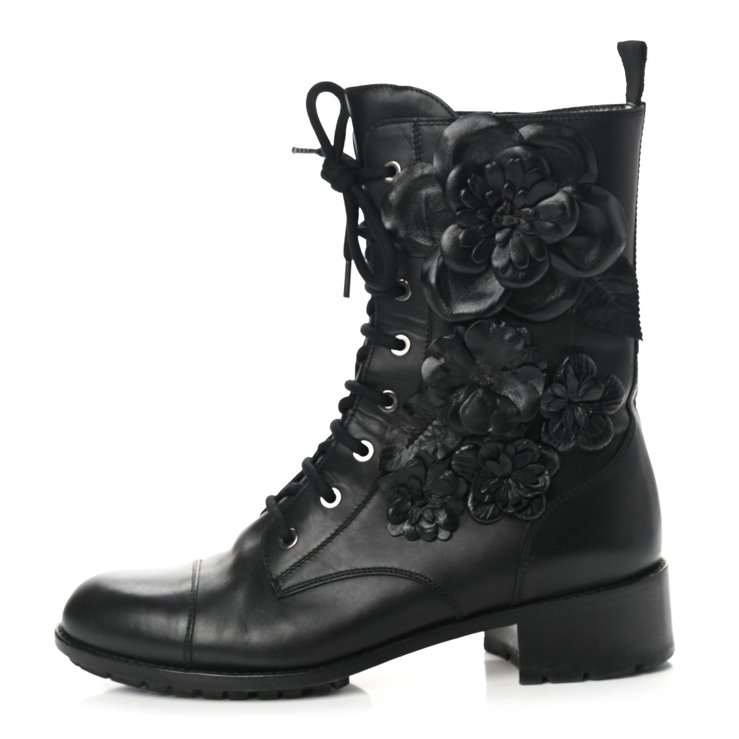 Calfskin Techno Couture Combat Boots 39 Black