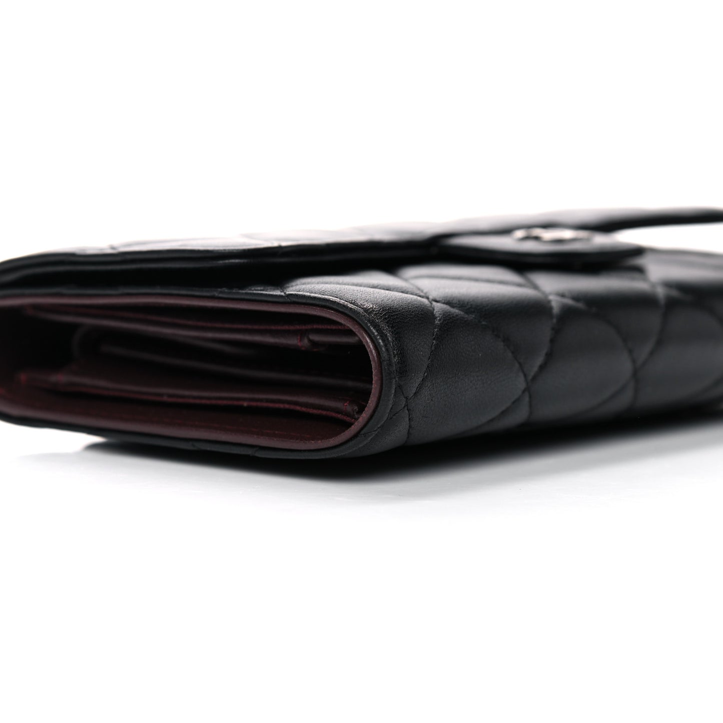 Lambskin Quilted Large Flap Wallet Black