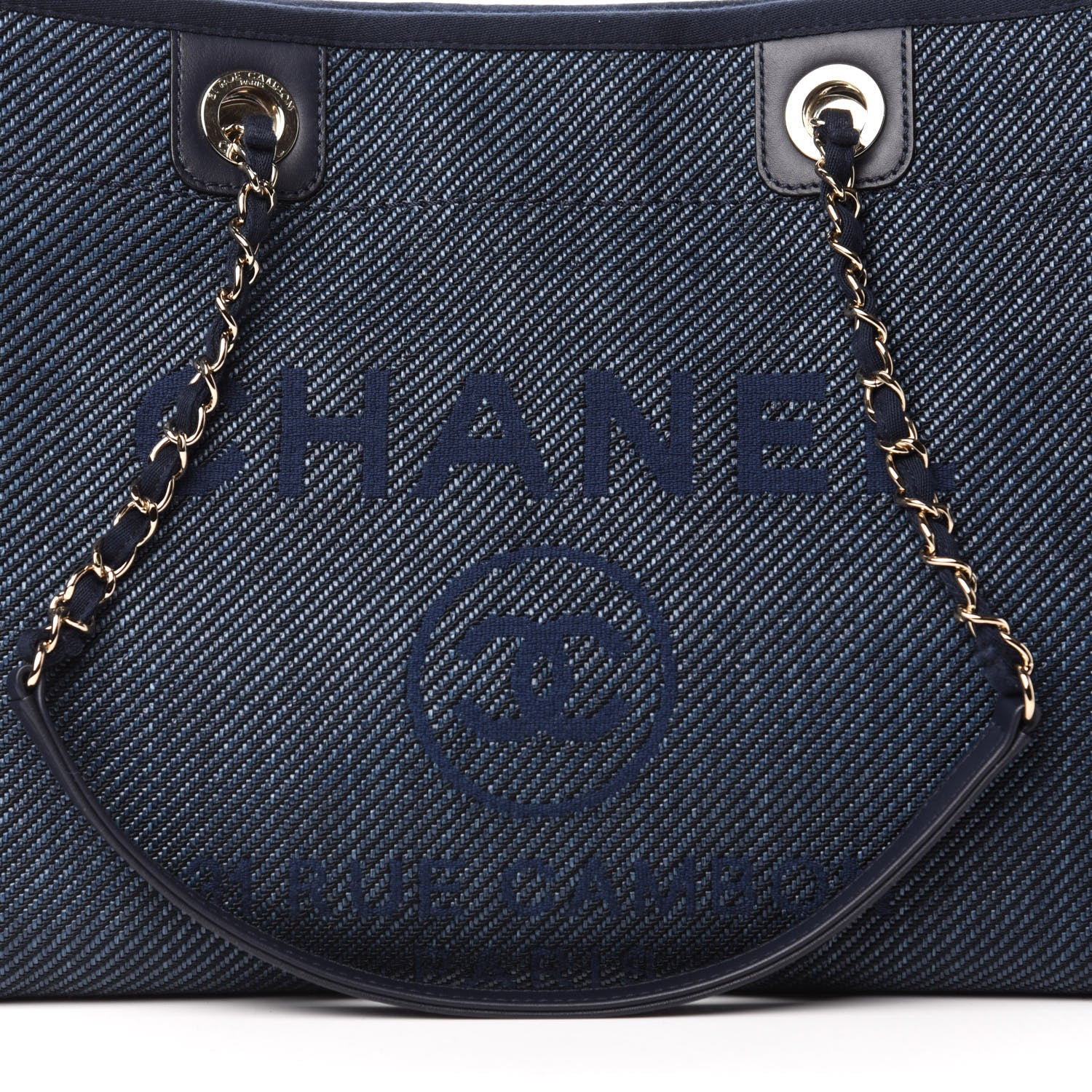 Chanel Mixed Fibers Small Deauville Tote Navy Blue 10 of 10