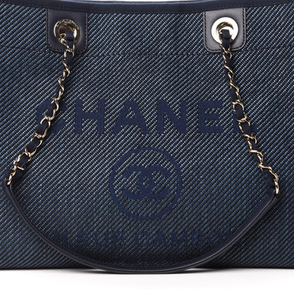 Chanel Mixed Fibers Small Deauville Tote Navy Blue 10 of 10