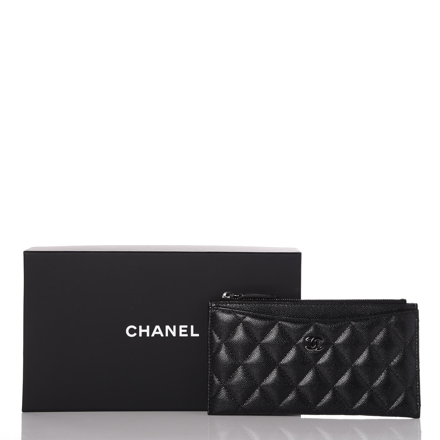 Chanel Iridescent Caviar Quilted Classic Zip Pouch Black 8 of 8