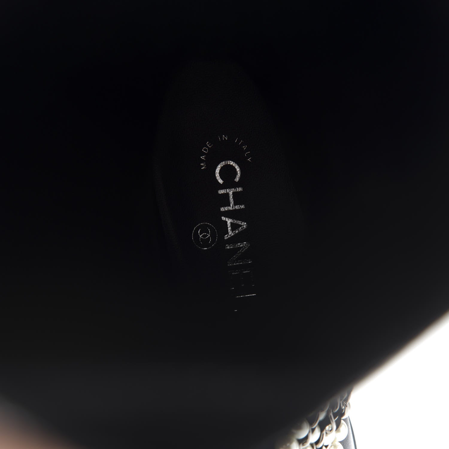 Chanel Calfskin Pearl Cap Toe High Boots 39 Black 7 of 10
