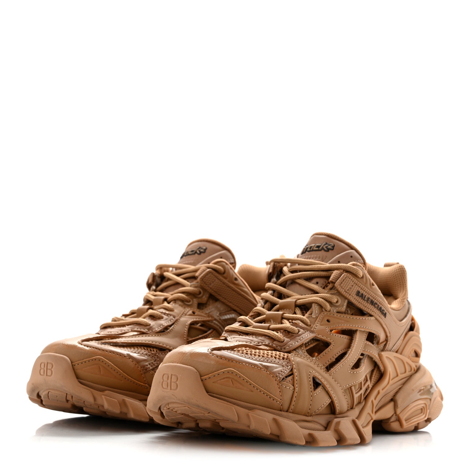 Balenciaga Rubber Mesh Monocolor Clear Sole Womens Track.2 Open Sneakers 40 Light Brown 4 of 10