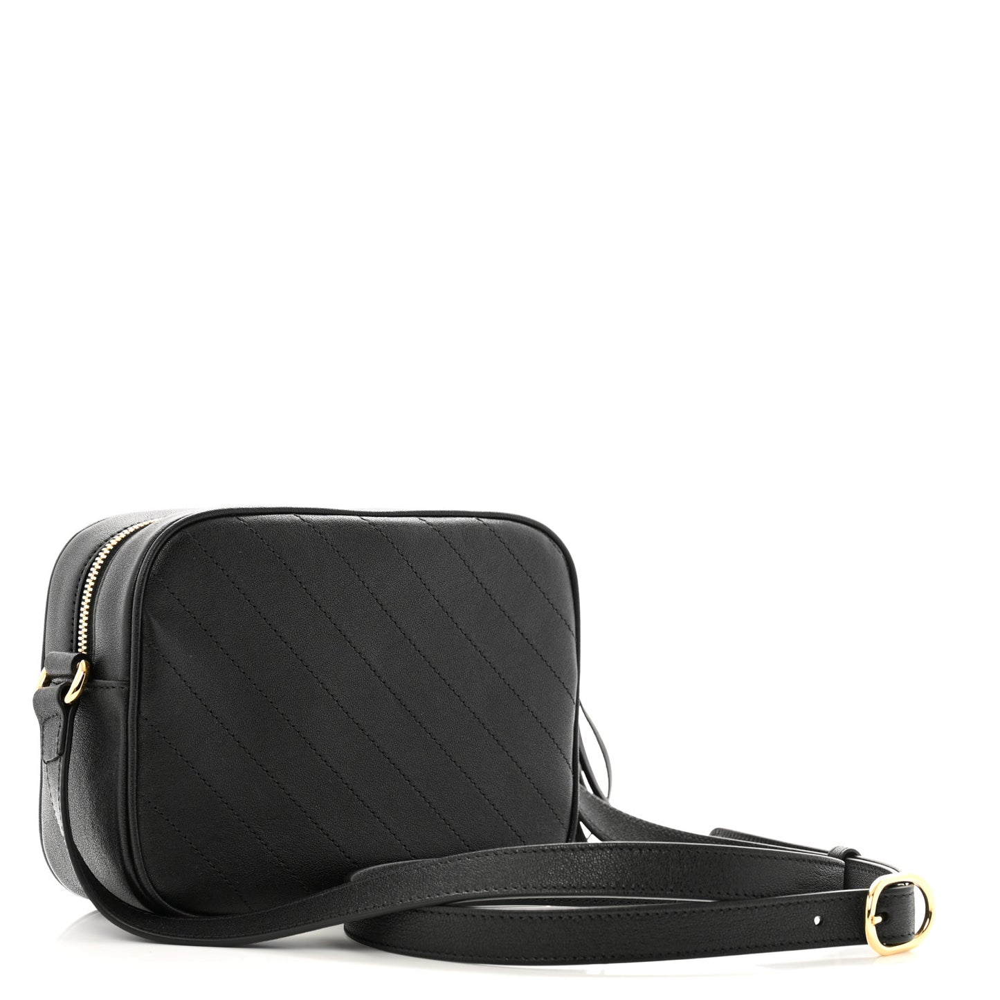 Sakai Be Green Calfskin Diagonal Stitched Small Blondie Shoulder Bag Black