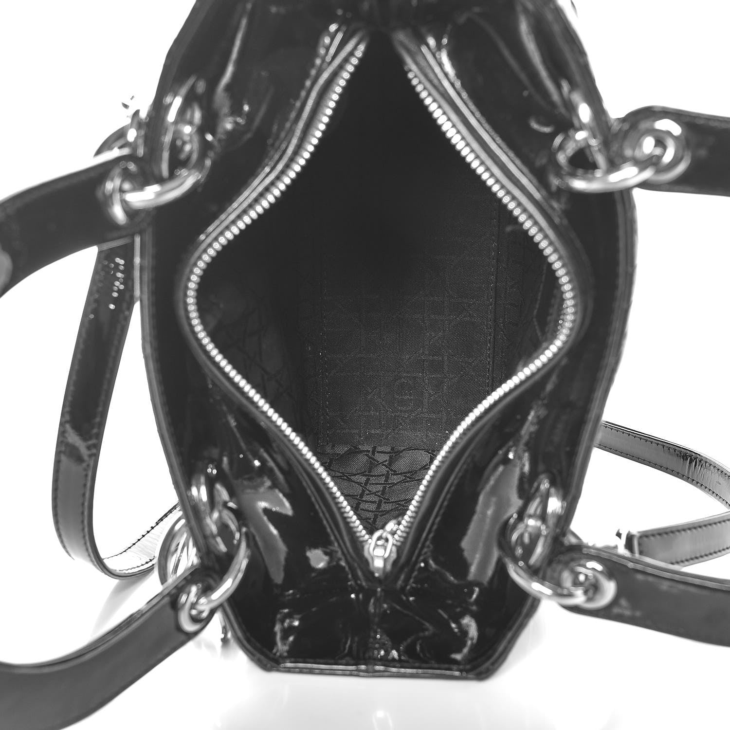 FASHIONPHILE CHRISTIANDIORPatentCannageMediumLadyDiorBlack 6 of 8