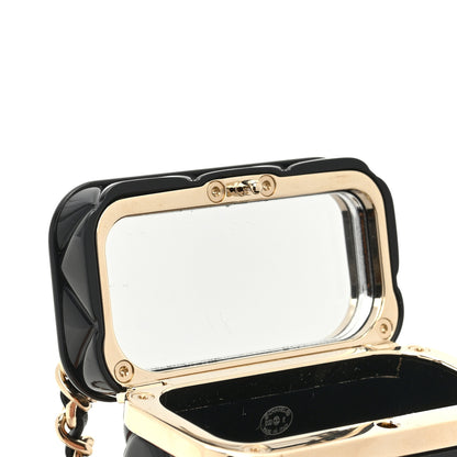 Chanel Metal Resin Calfskin Quilted CC Push Lock Long Necklace Gold Black 6 of 6