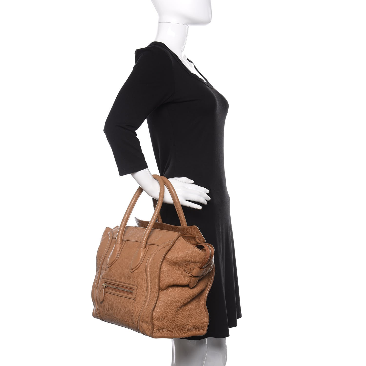 Celine Drummed Calfskin Mini Luggage Camel 2 of 9