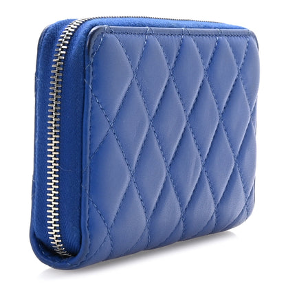 Chanel Lambskin Quilted Medium Zip Around Wallet Blue 3 of 9