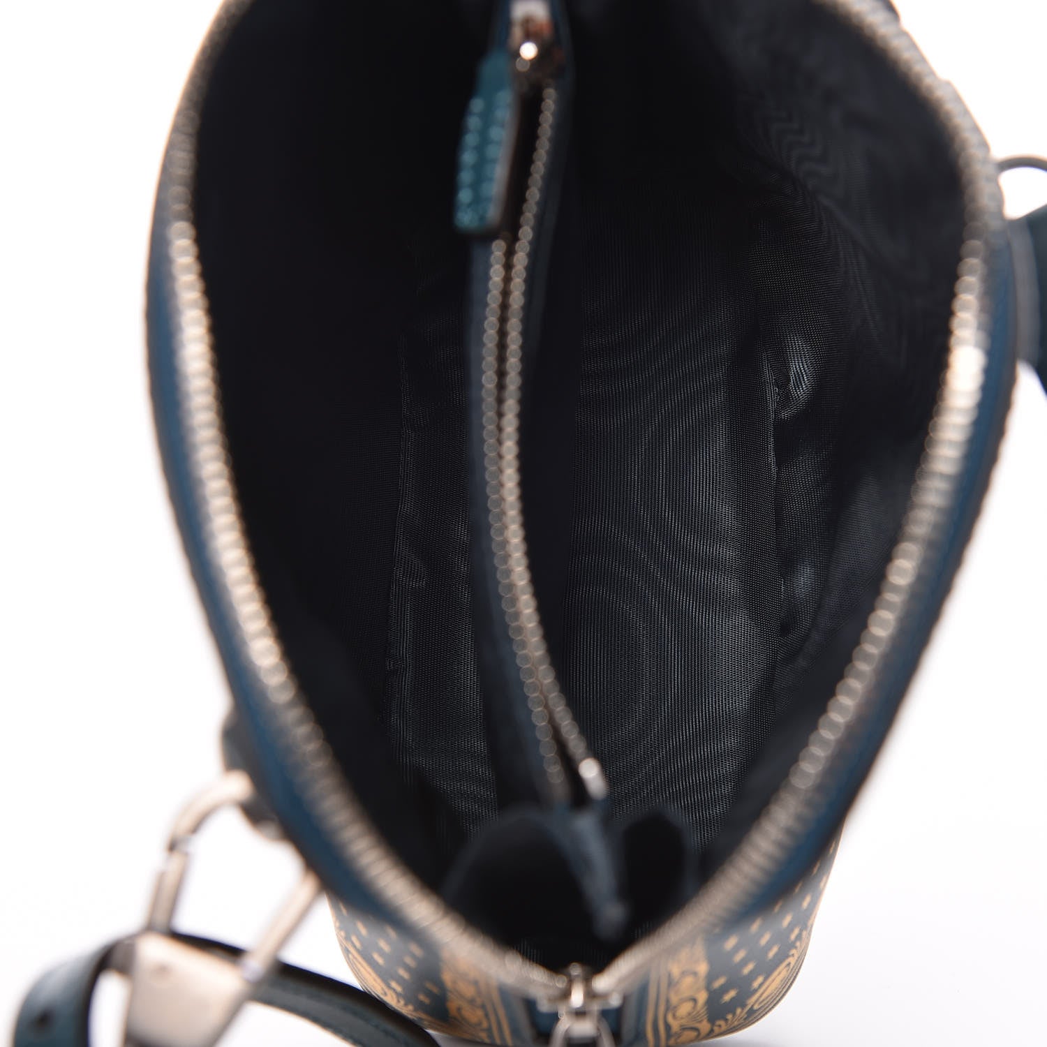 Gucci X SEGA Calfskin GUCCY Stars Mini Dome Shoulder Bag Dusty Turquoise Gold 5 of 9