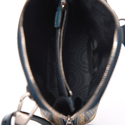 Gucci X SEGA Calfskin GUCCY Stars Mini Dome Shoulder Bag Dusty Turquoise Gold 5 of 9