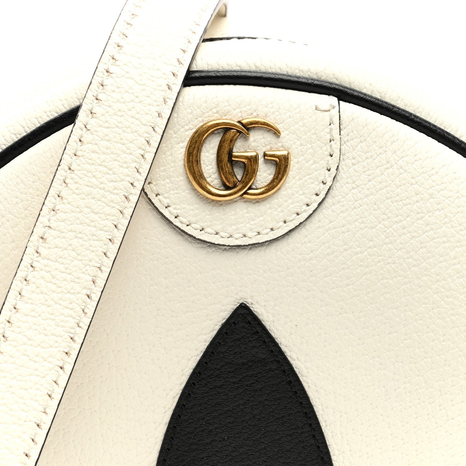 Gucci X ADIDAS Textured Dollar Calfskin Web Trefoil Logo Small Ophidia Round Shoulder Bag Off White Black 6 of 8