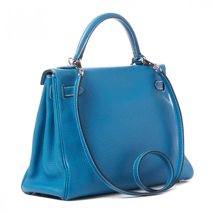 Hermes Togo Kelly Retourne 32 Blue Jean 2 of 32