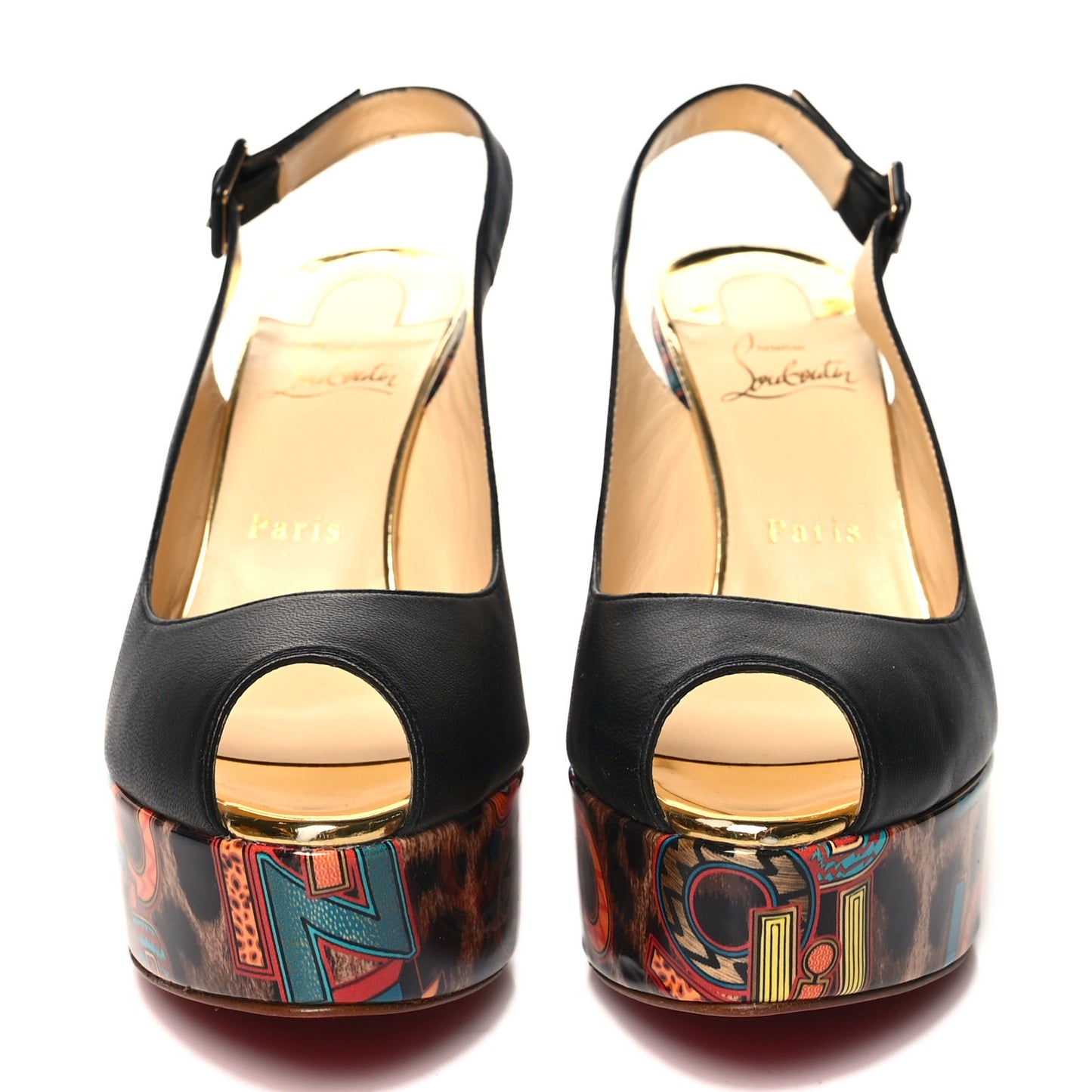 Nappa Patent Specchio Loubileo Dona Anna 120 Platform Wedges 38 Multicolor