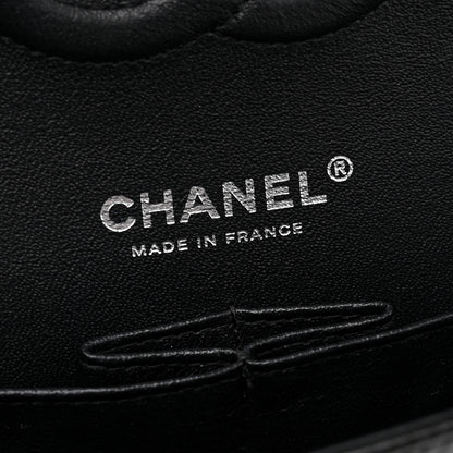 Chanel Shiny Crumpled Calfskin Quilted Medium Double Flap So Black 6 of 11